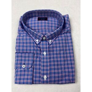 UNTUCKit St. Macaire Shirt Men's XXL‎ Regular Red Blue Plaid LS Button Down NWT